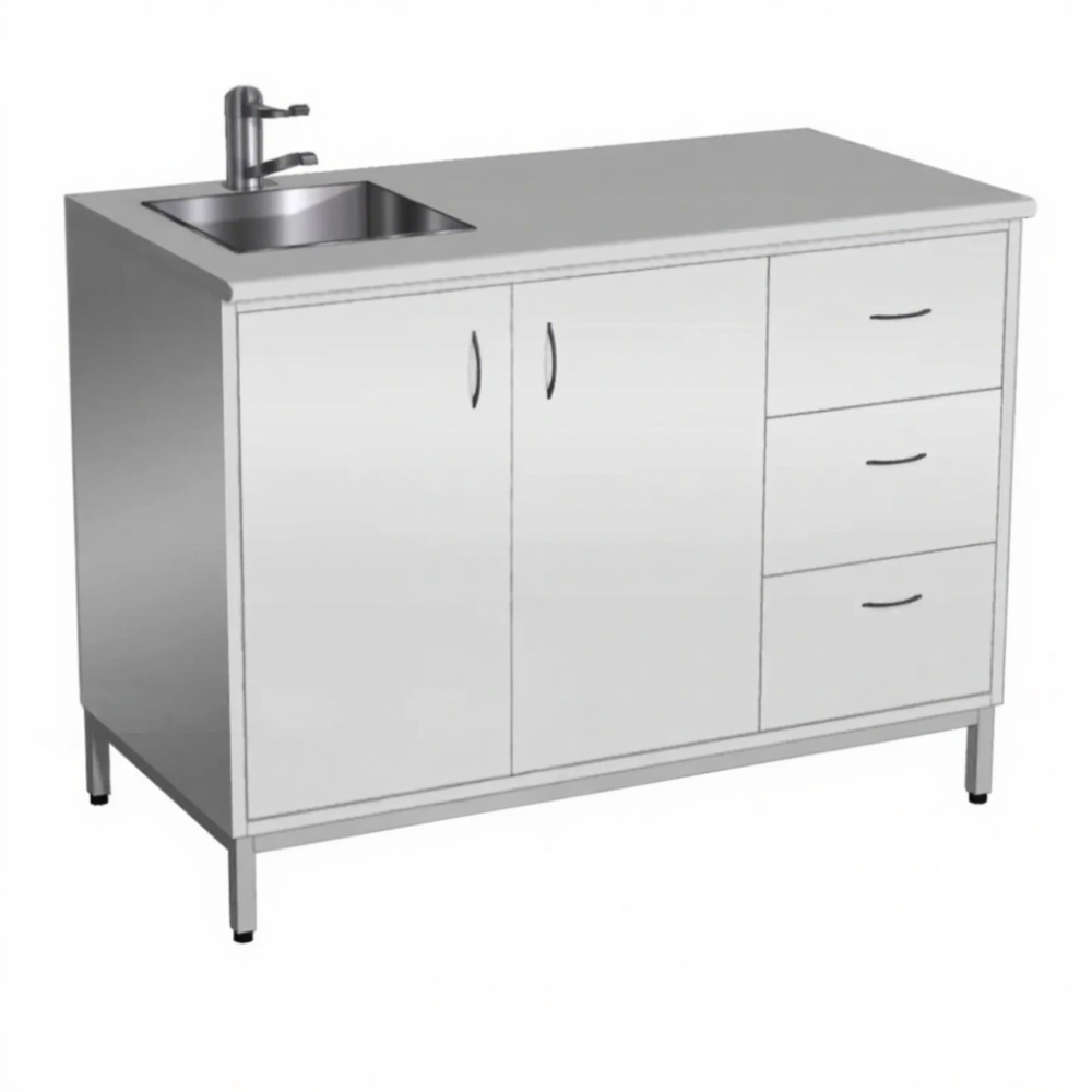 Стол-мойка СТм-108 «Стандарт» 1200 (корпус металл серый, столешница постформинг серый, каркас серый)