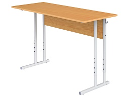 Стол школьный 2-местный 3-7 г/р регулируемый (бук, м/к серый, квадратная труба)