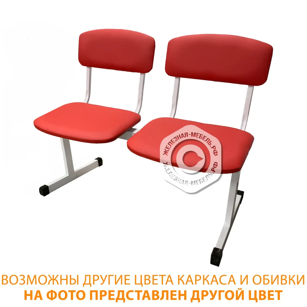 Секция стульев Стл-13.2 кожзам (2 секции) (кожзам Эконом белый, каркас белый)