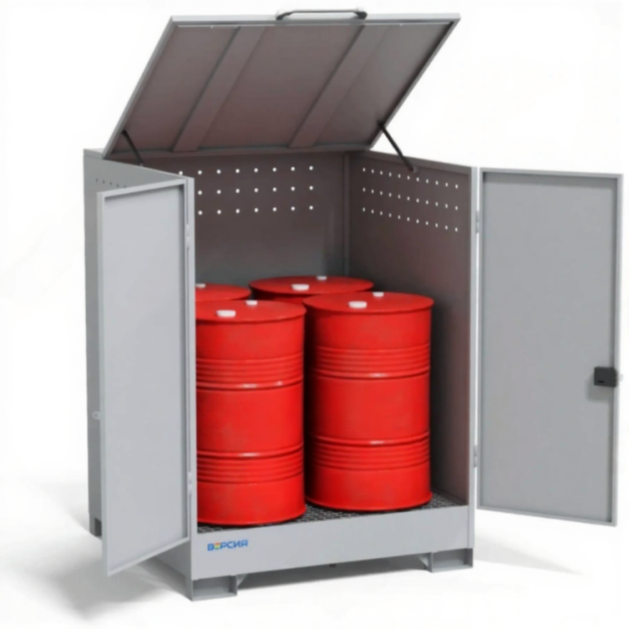 Шкаф для 4-х бочек 1900х1410х1405, оцинкованный настил, сточный поддон