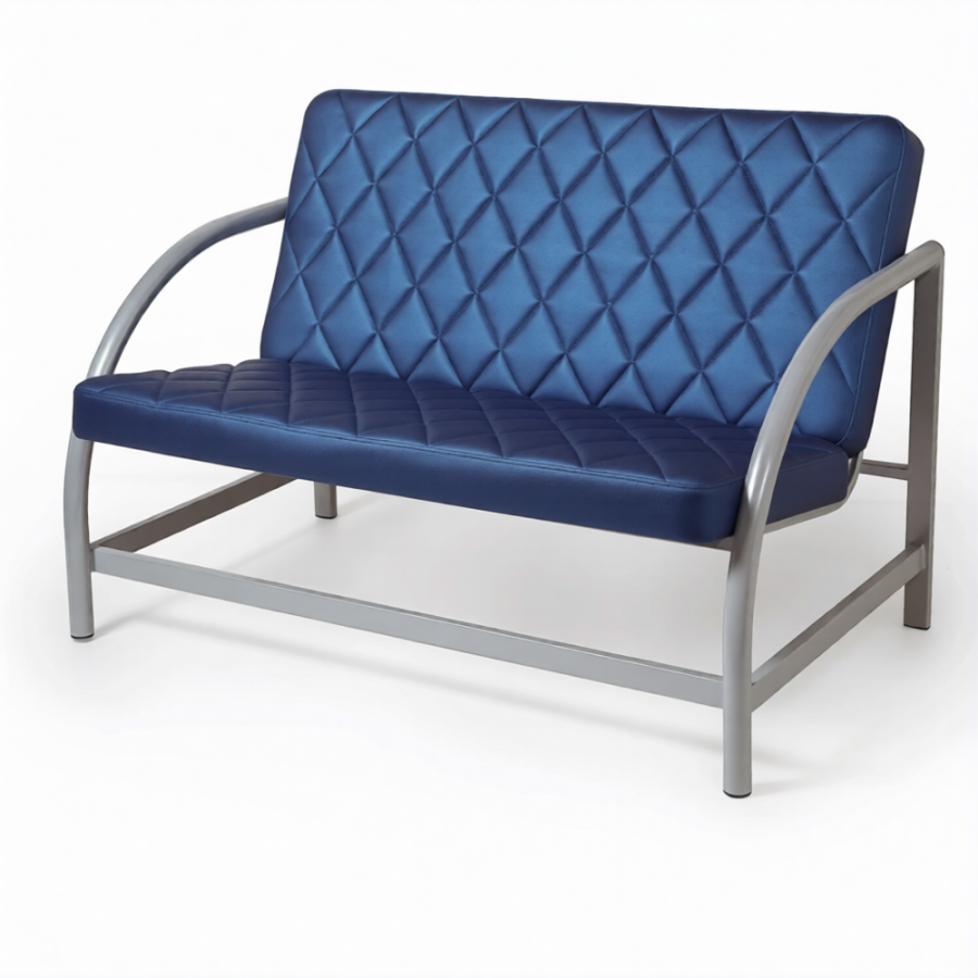 Диван двухместный ДО-7/2/3 (кожзам Эконом белый, каркас серый)