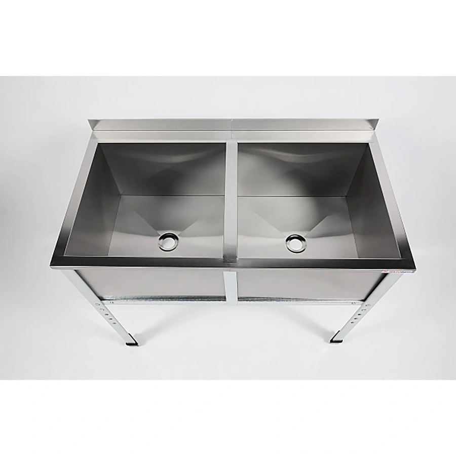 Ванна моечная двухсекционная с бортом ВМС-2/8-Б-ЭЦ