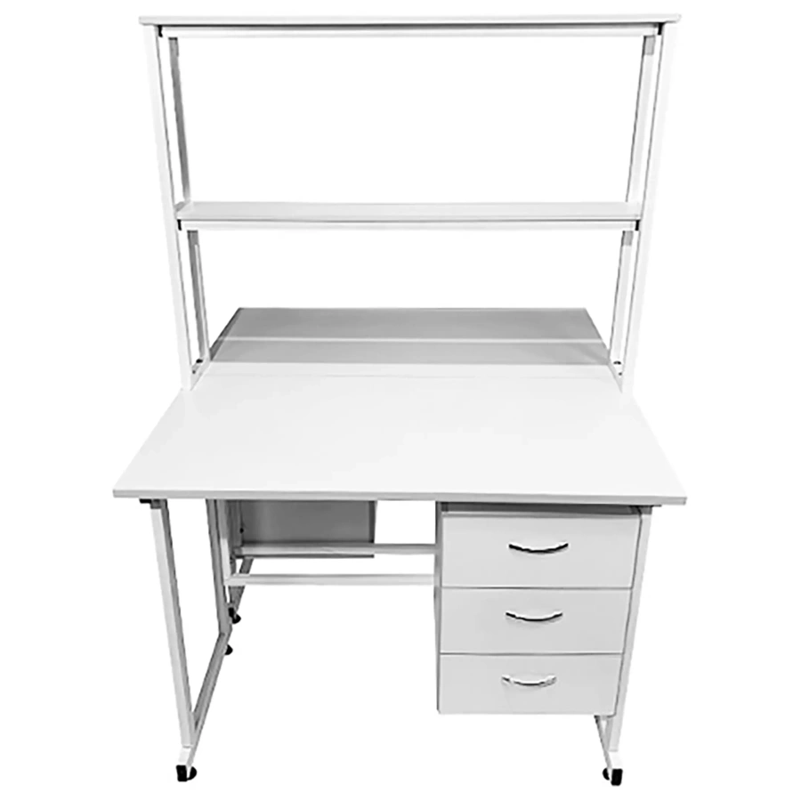 Стол лабораторный островной с надстройкой Сло 22.015 (белый)