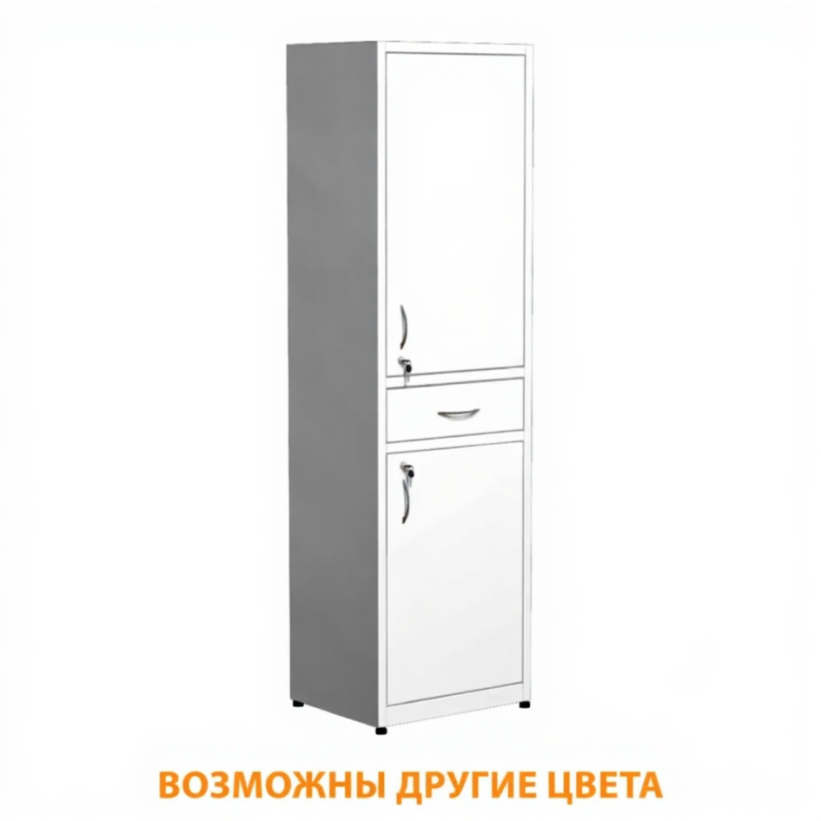 Шкаф металлический для медикаментов, с ящиком ШдМп-2 (белый)