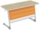 Стол 2-местный школьный 3-5 г/р "Логика" с перфорированным экраном (дуб "Бардолино"/оранжевый, м/к белый)