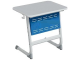 Стол 1-местный школьный 5-7 г/р "Логика" с перфорированным экраном (серый/синий, м/к белый)
