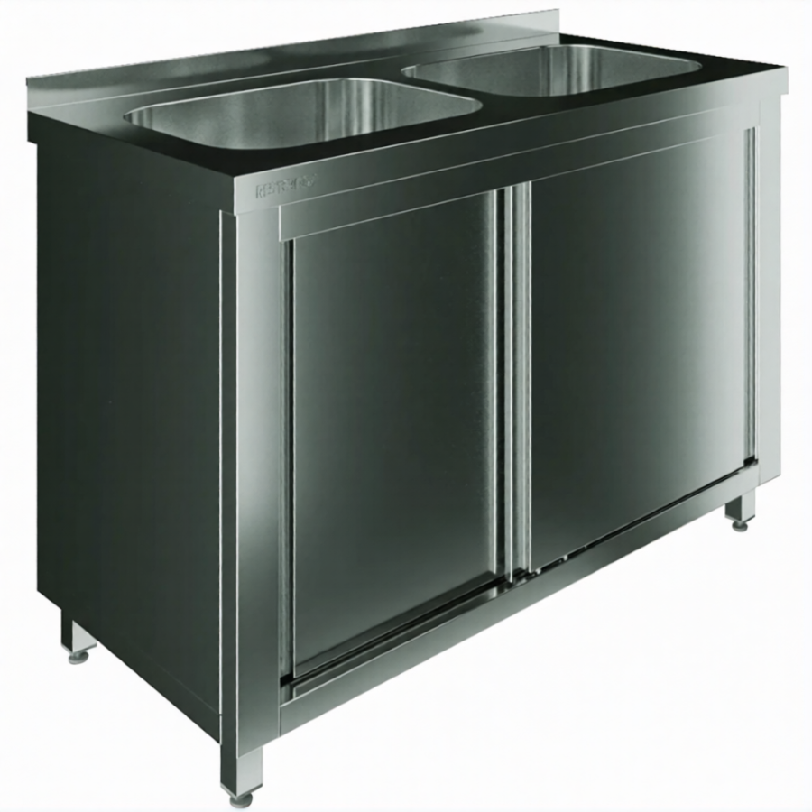 Стол производственный купе СПЗК2М-18/6-БП с моечной ванной
