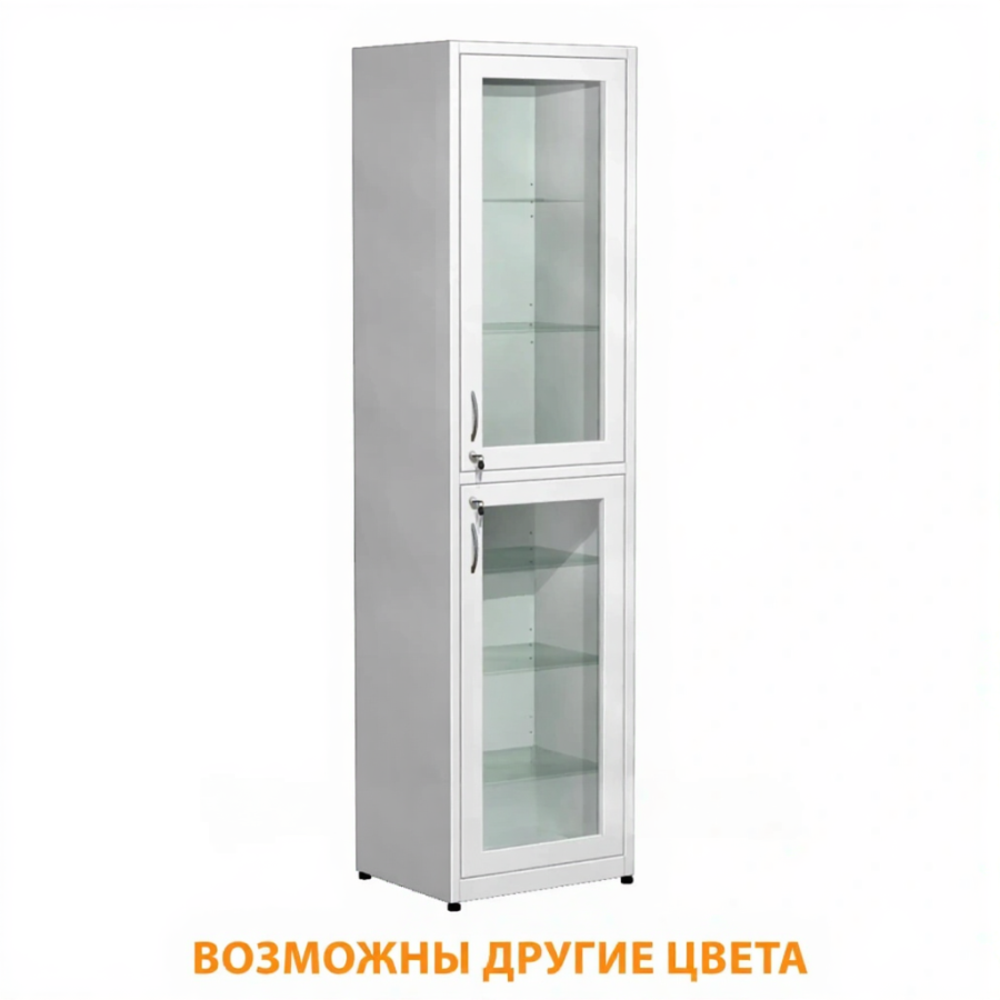 Шкаф для медикаментов в металлической рамке (стекло) ШМп-4.1 (белый)