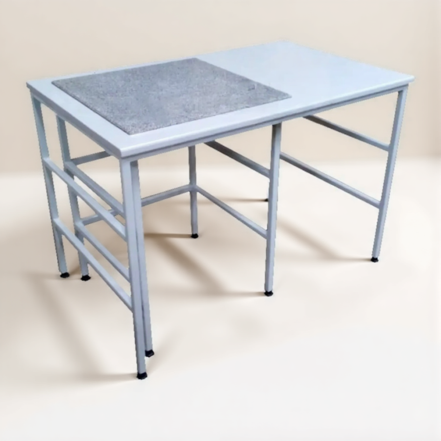 Стол лабораторный для весов СЛ-200/3, камень 600х400 (гранит серый, постформинг белый, каркас белый)